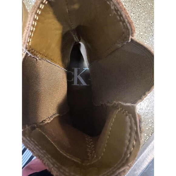 NEW Calvin Klein Women's Nevia Chelsea Wedge Ankle Boot - Cognac Suede - 10 - Picture 4 of 6